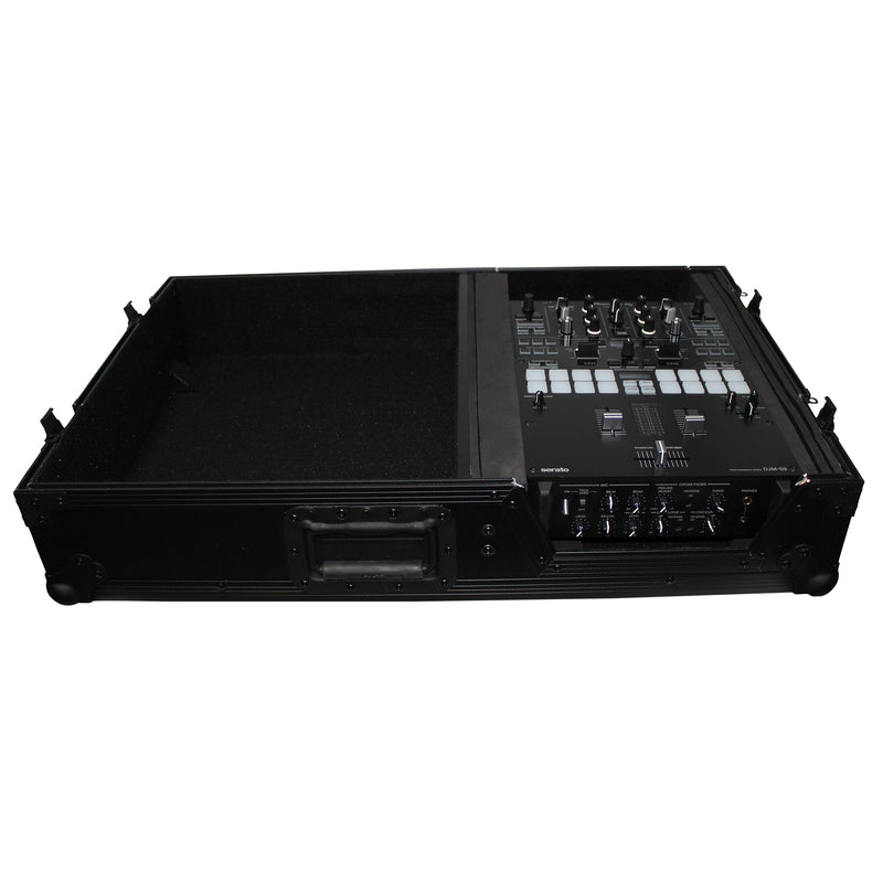 ProX XS-TMC1012WBL Flight Case for Single Turntable In Battle Mode & 10 Inch or 12 Inch Mixer | Black on Black