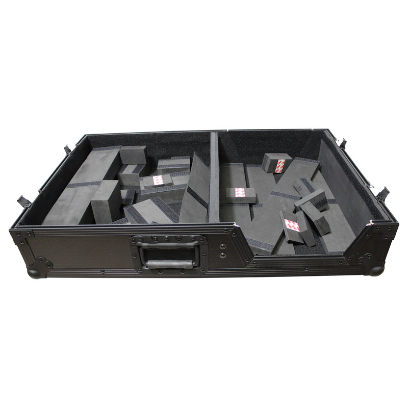 ProX XS-TMC1012WBL Flight Case for Single Turntable In Battle Mode & 10 Inch or 12 Inch Mixer | Black on Black