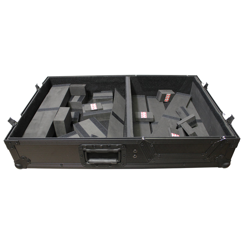 Prox XS-TMC1012WBL Flight Case pour une plaque tournante unique en mode combat et 10 pouces ou un mélangeur de 12 pouces | Noir sur noir