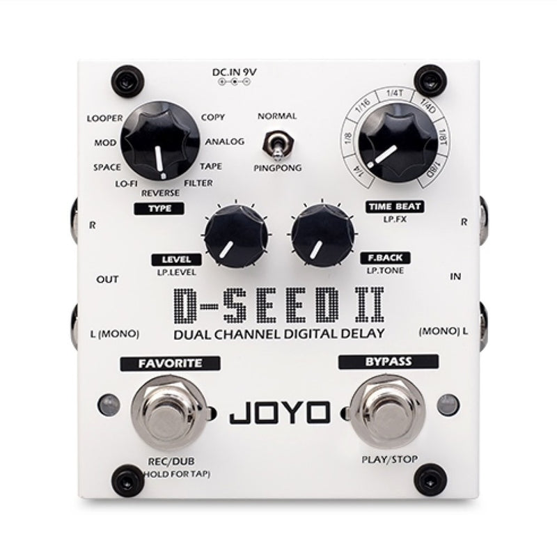 JOYO D-SEED-II Pédale d'effet guitare à retard stéréo - Mémoire de tempo du robinet 8 modes