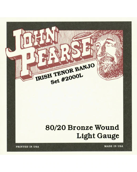 John Pearse JP2000 80/20 Bronze Wound Irish Tenor 4-String Banjo Strings - Light Gauge