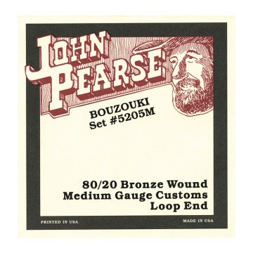 John Pearse JP5205 Cordes de bouzouki enroulées en bronze 80/20 - Extrémité de boucle douanière de calibre moyen
