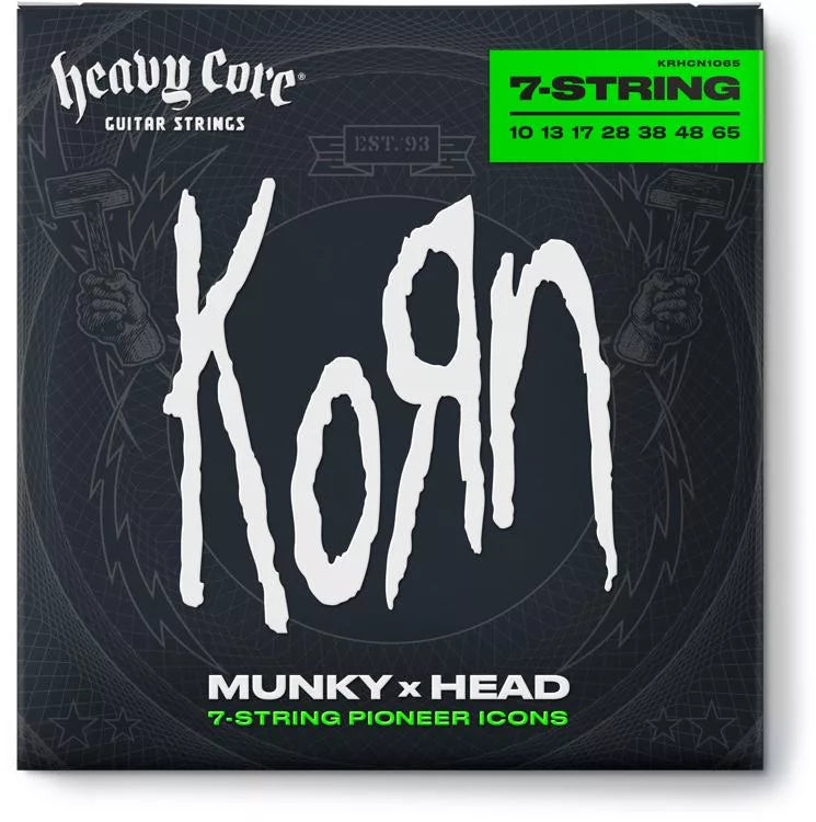 Dunlop KRHCN1065 Cordes de guitare électrique Korn à noyau lourd - .010-.065 7 cordes