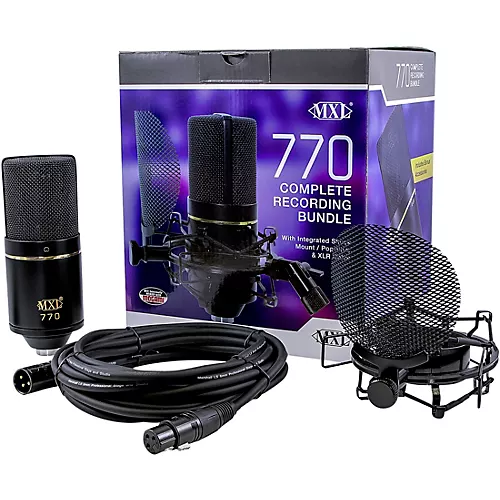 MXL MXL770COMPLETE Complete Microphone Bundle w/ Integrated Pop Filter & Shockmount Kit