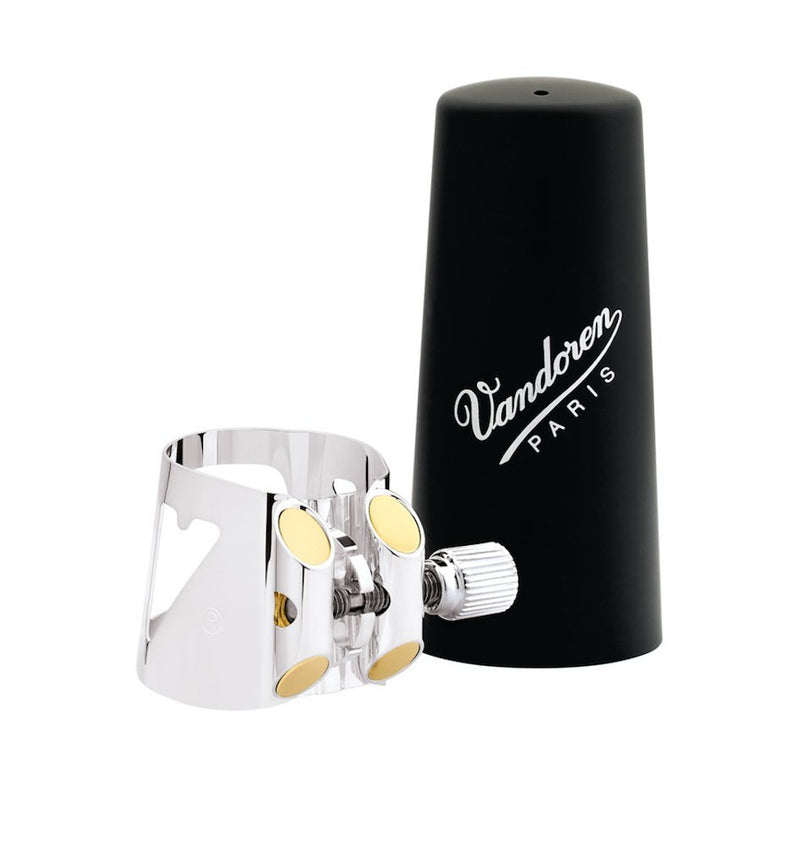 Vandoren LC01P Optimum Ligature and Plastic Cap for Bb Clarinet Silver Plated w/3 Interchangeable