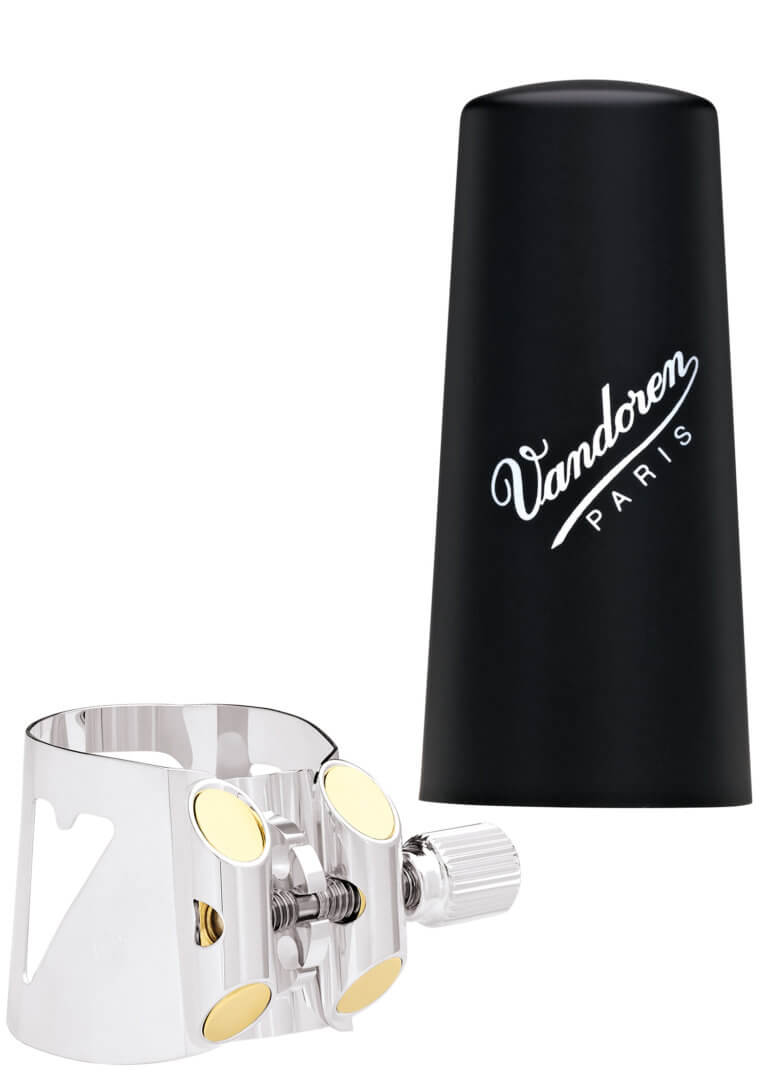 VANDOREN LC04CCBP Ligature optimale avec casquette en plastique pour la clarinette de contrebasse (argent)