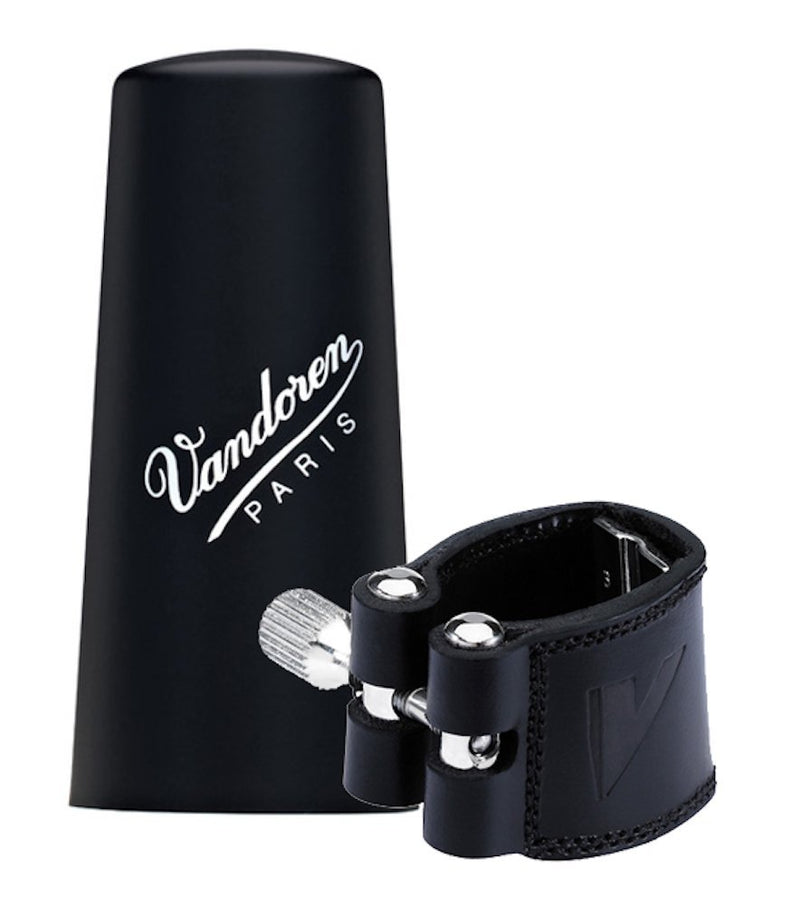 Vandoren LC21P Ligature en cuir et capuchon en plastique pour la clarinette BB avec 3 plaques de pression interchangeables