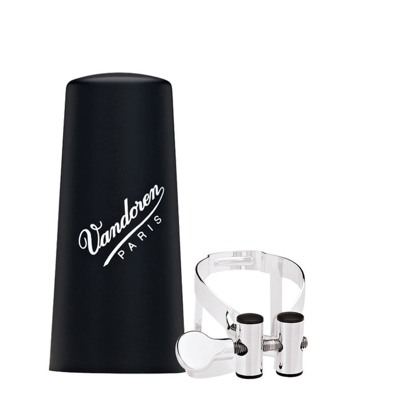 Vandoren LC54SP Bass Clarinet Ligature and Plastic Cap (Silver)