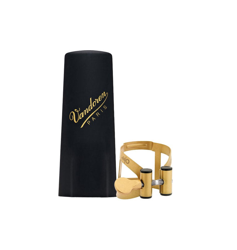 Vandoren LC56AP M / O Ligature et capuchon en plastique pour saxophone soprano (finition en or vieilli)