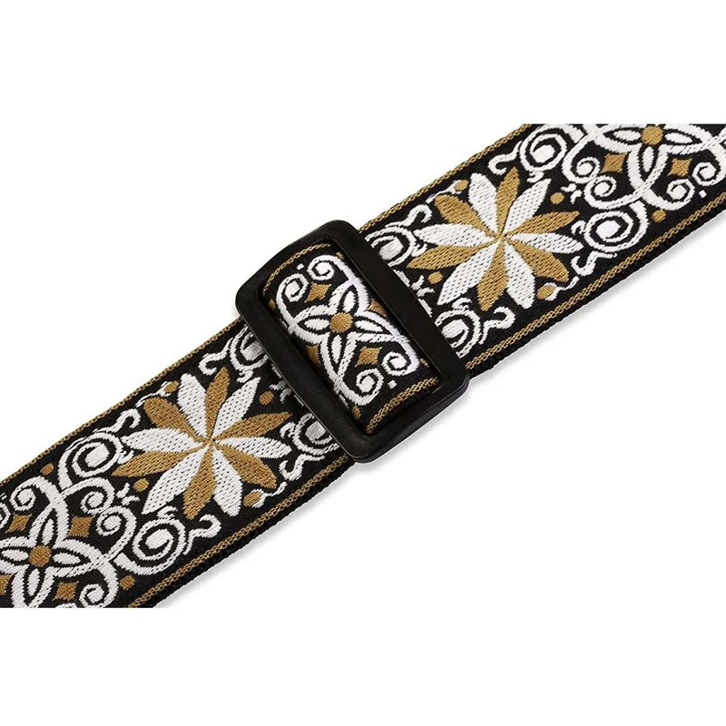 Levy’s M8HT-13 60’s Hootenanny Jacquard Weave Guitar Strap - 2″ (Gold Pattern)