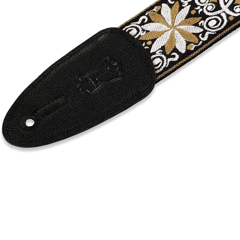 Levy’s M8HT-13 60’s Hootenanny Jacquard Weave Guitar Strap - 2″ (Gold Pattern)