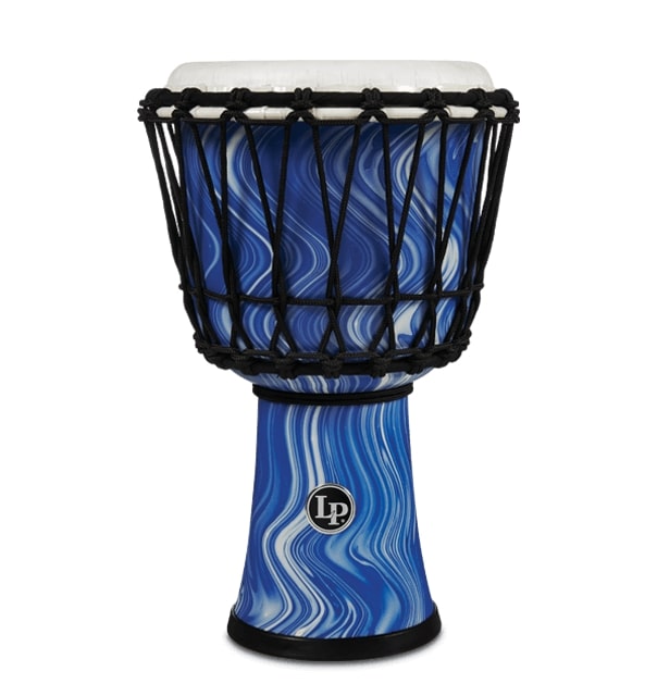 Latin Percussion LP2010-BM Djembé circulaire accordé en corde avec tête à pas parfait – 10" (marbre bleu)