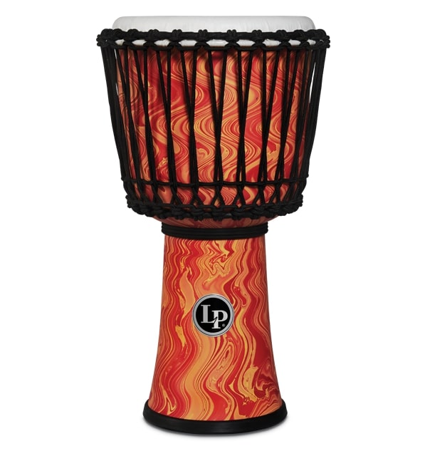 Latin Percussion LP2010-OM Djembé circulaire accordé en corde avec tête à pas parfait – 10" (marbre orange)