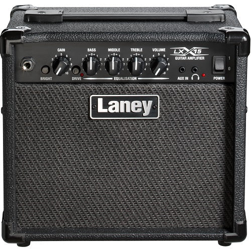 LANEY LX SERIES LX15 15-WATT RMS 2 X 5" ELECTRIC GUITAR AMPLIFIER - BLACK - Red One Music