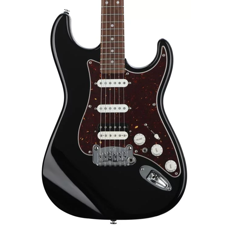 G&L FULLERTON DELUXE LEGACY HSS Alder Body w/ Maple Neck & Rosewood Fretboard Electric Guitar - Jet Black