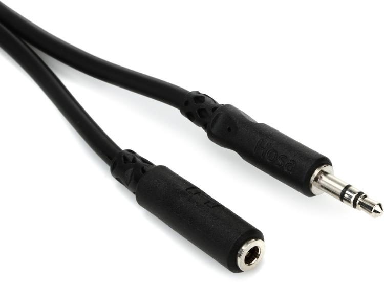 Hosa MHE-125 Headphone Extension Cable 3.5mm TRS (F) to 3.5mm TRS (M) - 25 foot - Red One Music