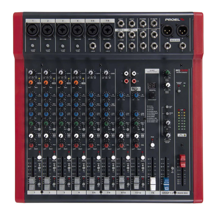Proel MQ12USB Table de mixage compacte 12 canaux série MQ avec FX et USB