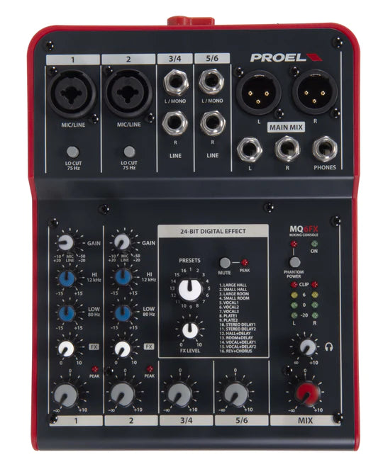 Proel MQ6FX Compact 6-Channel Mixer With Fx