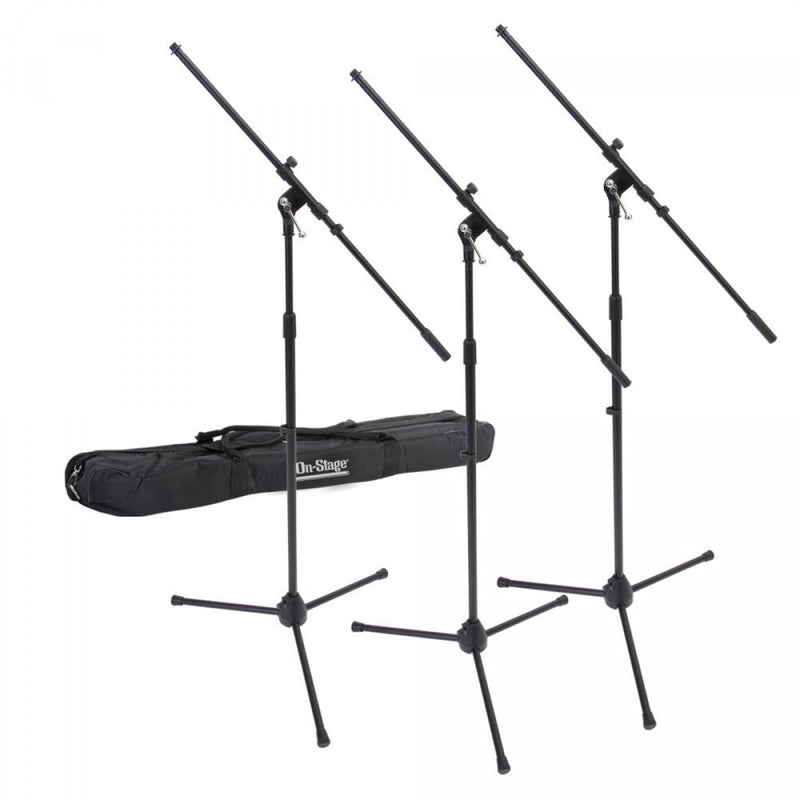 On-Stage MSP7703 Euroboom Microphone Stand Bundle with Bag (3 Stands)