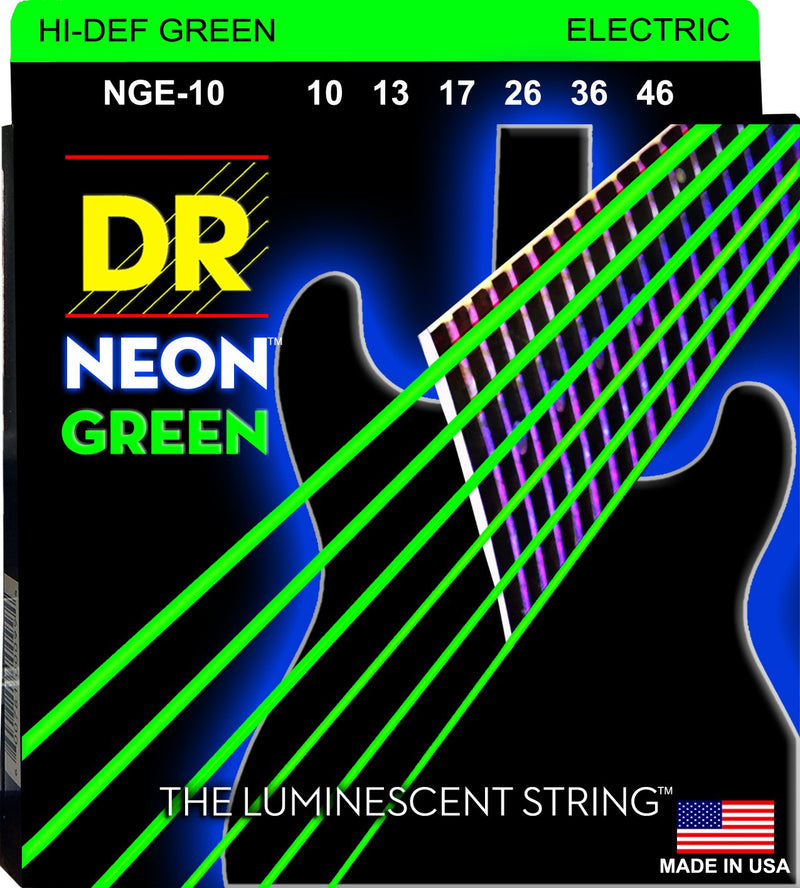 DR Handmade Strings NGE-10 Neon Green Coated Electric Guitar Strings - Medium (10-46)
