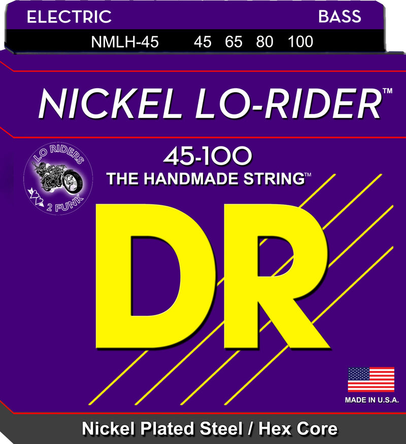 DR Handmade Strings NMLH-45 Cordes de basse en nickel Lo-rider – Medium-Light (45-100)