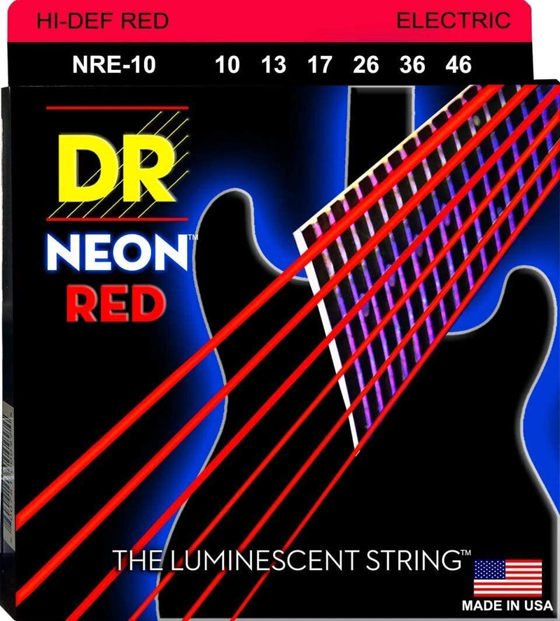 DR Handmade Strings NRE-10 Neon Red Electric Guitar Strings - Medium (10-46)