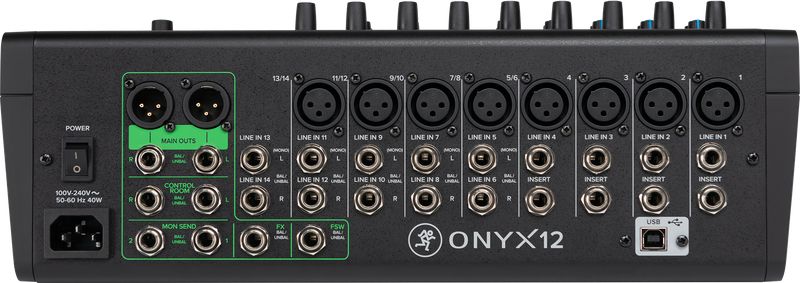 Mackie ONYX 12 Table de mixage analogique haut de gamme 12 canaux avec USB multipiste