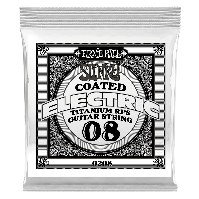 Ernie Ball 0208EB Slinky Coated Titanium Reinforced Plain Electric Guitar String - 0.008