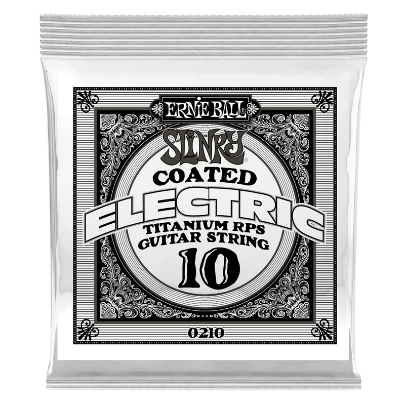 Ernie Ball 0210EB Slinky Coated Titanium Reinforced Plain Electric Guitar String - 0.010