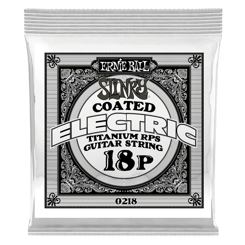 Ernie Ball 0218EB Slinky Coated Titanium Reinforced Plain Electric Guitar String - 0.018