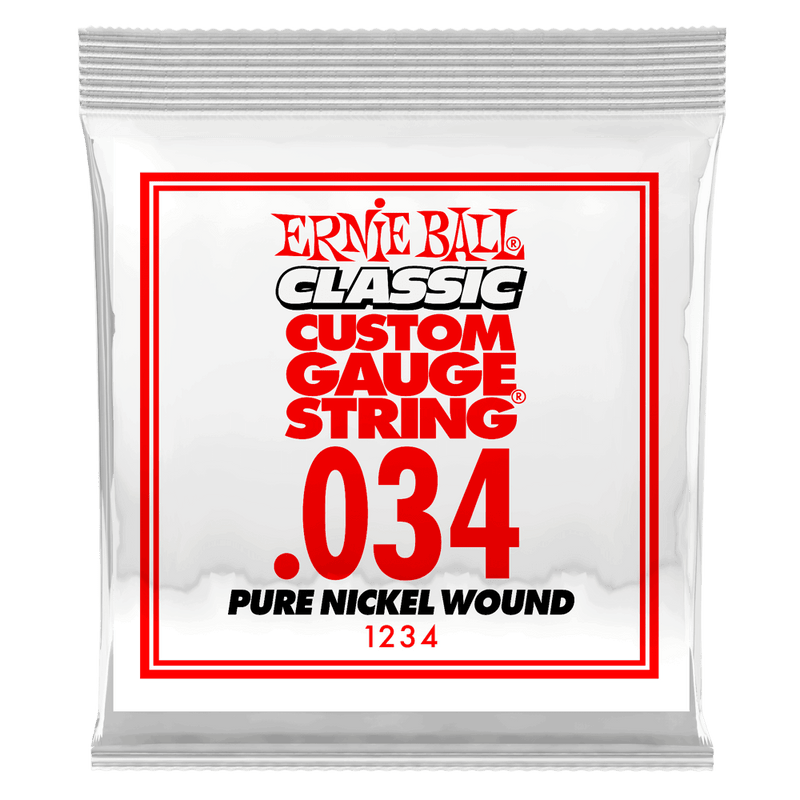 Ernie Ball 1234EB Classic Pure Nickel Wound Custom Gauge Electric Guitar String - 0.034