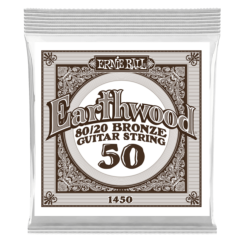 Ernie Ball 1450EB 6-Pack Earthwood 80/20 Bronze Acoustic Guitar Strings - 0.050