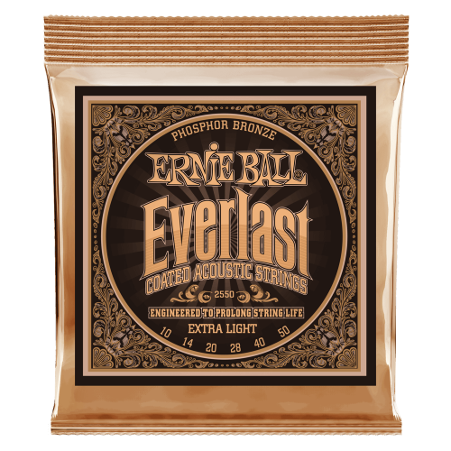 Ernie Ball 2550 Eb Everlast Coated Acoustic Guitar Strings Phosphor Bronze Extra Light 010 - 050 - Red One Music