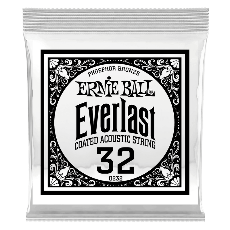 Ernie Ball 10232EB 6-Pack Everlast Coated Phosphor Bronze Acoustic Guitar Strings - 0.032