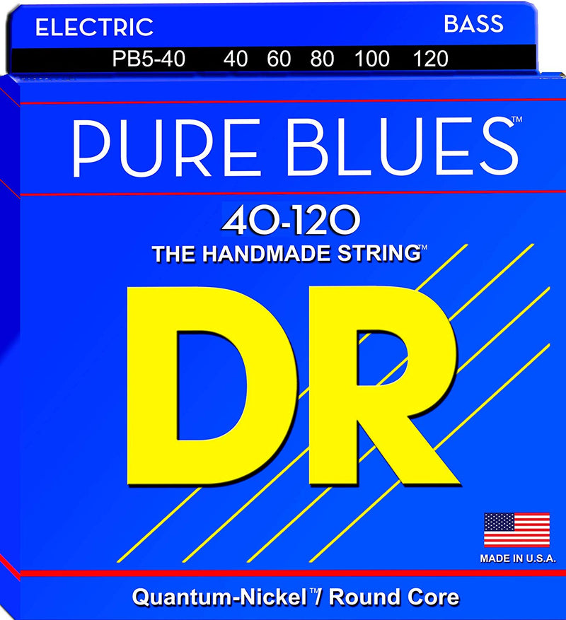 Dr Cords faits à la main PB5-40 Pure Blues 5 cordes de basse - Lumière (40-120)