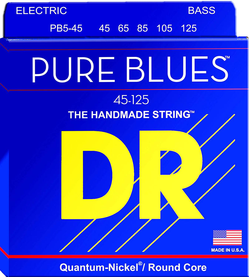 Dr Cords faits à la main PB5-45 Pure Blues 5 cordes de basse - Medium (45-125)