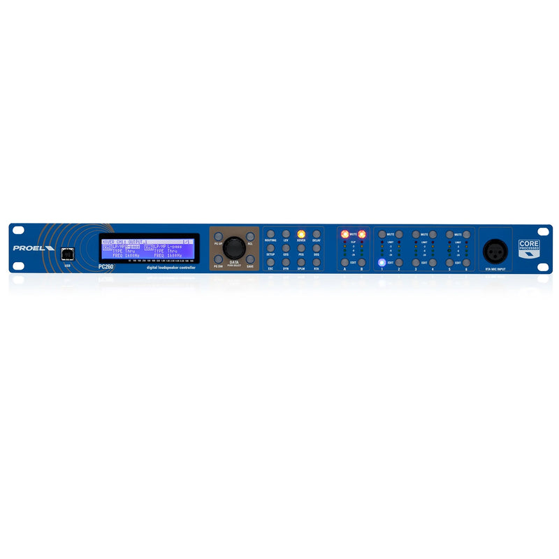 Contrôleur de haut-parleur numérique Axiom PC260 Processeur de signal numérique 2 entrées/6 sorties avec RTA SPLM et télécommande PRONET
