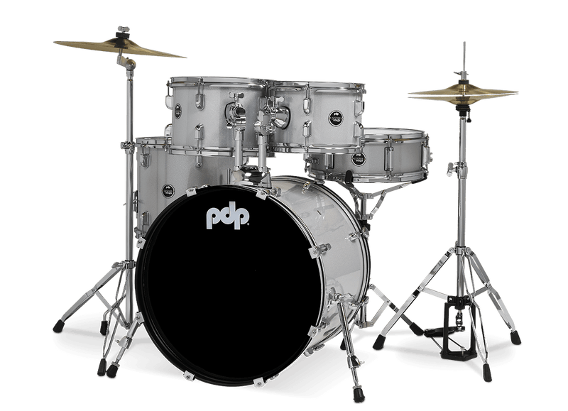 PDP PDCE2015KTDW Center Stage Series 5-Piece Complete Drum Set (Diamond White Sparkle)