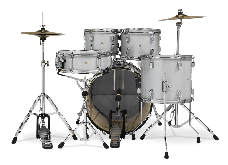 PDP PDCE2015KTDW Center Stage Series 5-Piece Complete Drum Set (Diamond White Sparkle)