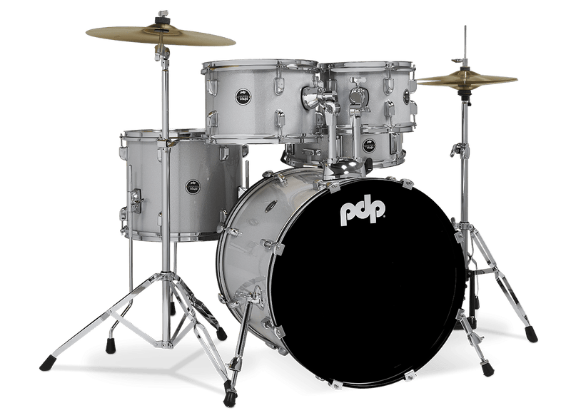 PDP PDCE2015KTDW Center Stage Series 5-Piece Complete Drum Set (Diamond White Sparkle)