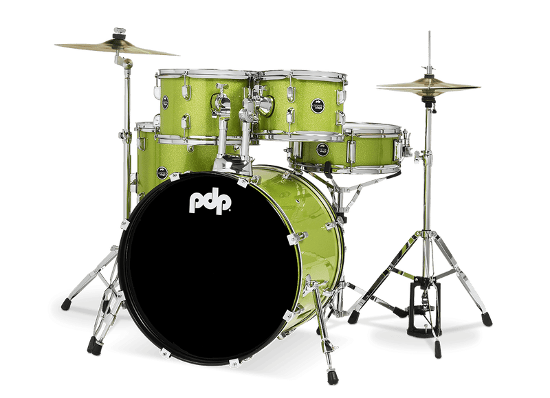 PDP PDCE2015KTEL Center Stage Series 5-Piece Complete Drum Set (Electric Green Sparkle)