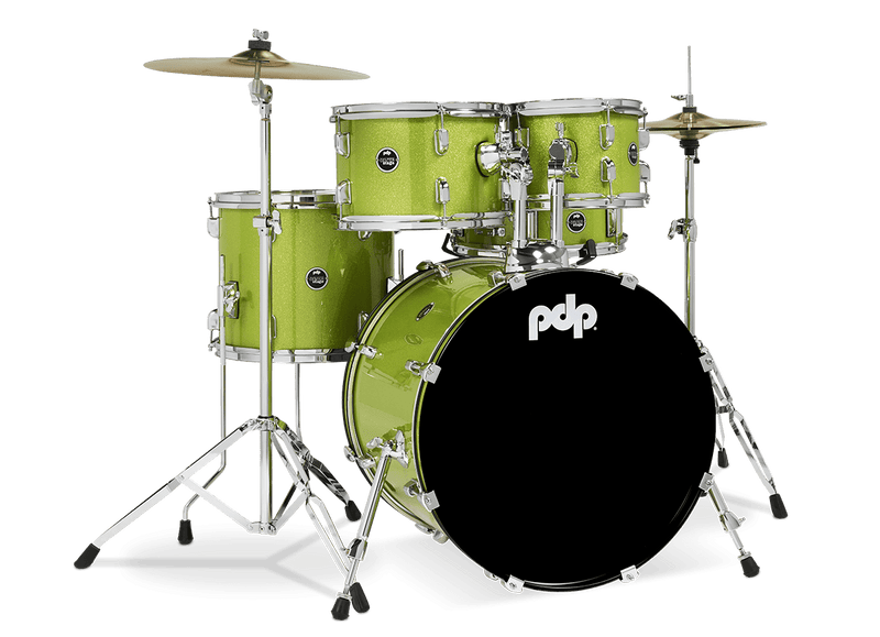 PDP PDCE2015KTEL Center Stage Series 5-Piece Complete Drum Set (Electric Green Sparkle)