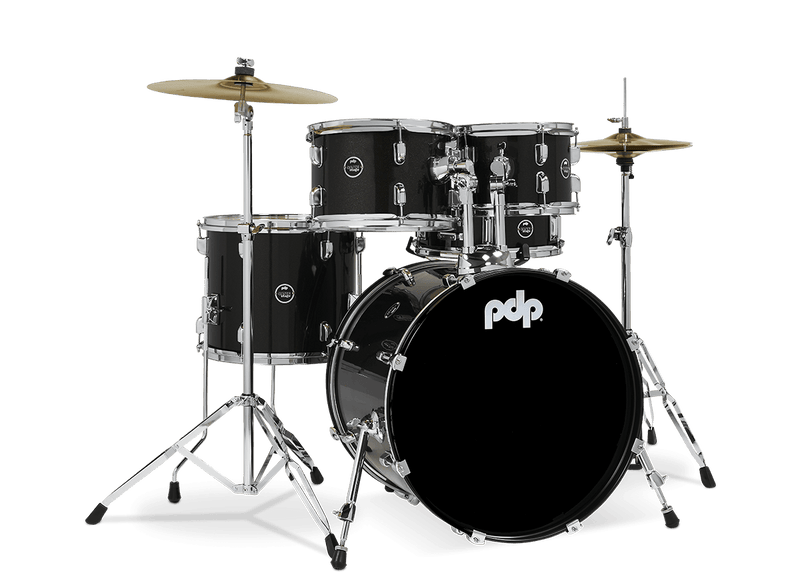 PDP PDCE2015KTIB Center Stage Series Batterie complète 5 pièces avec cymbales et grosse caisse 20" - Noir irisé scintillant