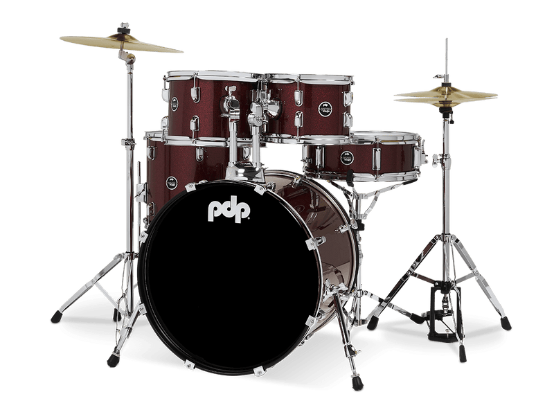 PDP PDCE2015KTRR Center Stage Series 5-Piece Complete Drum Set (Ruby Red Sparkle)