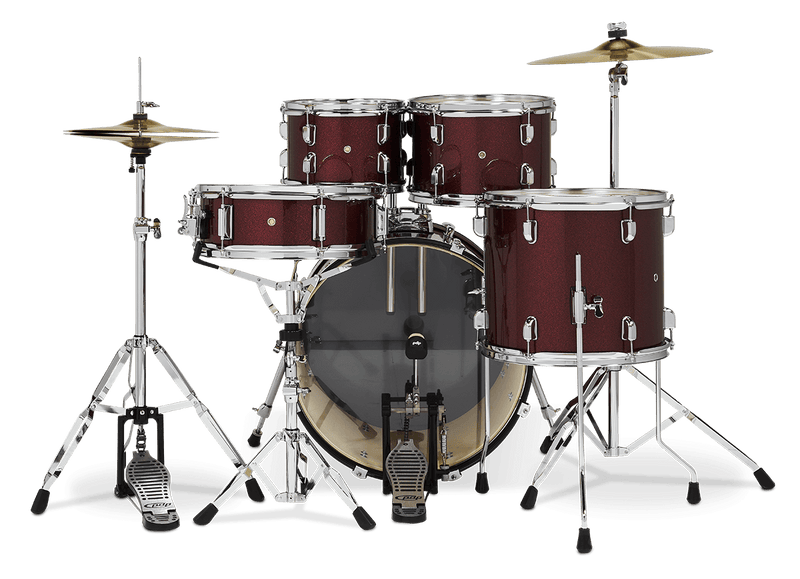 PDP PDCE2015KTRR Center Stage Series 5-Piece Complete Drum Set (Ruby Red Sparkle)