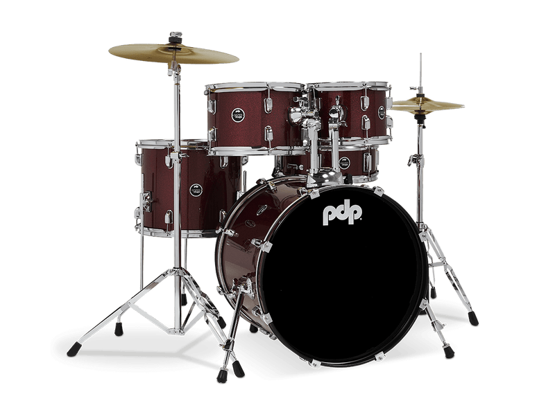 PDP PDCE2015KTRR Center Stage Series 5-Piece Complete Drum Set (Ruby Red Sparkle)