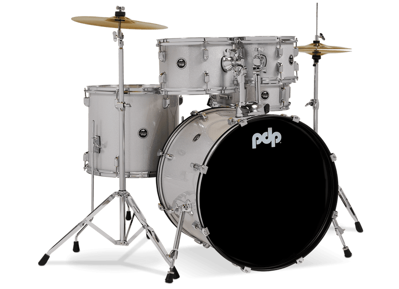 PDP PDCE2215KTDW Center Stage 5-Piece Complete Drum Set (Diamond White Sparkle)