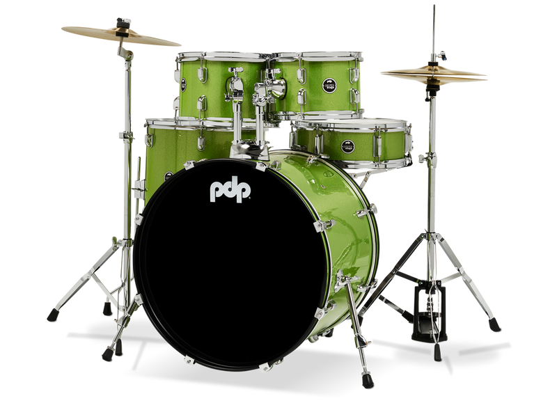 PDP PDCE2215KTEL Center Stage 5-Piece Complete Drum Set (Electric Green Sparkle)