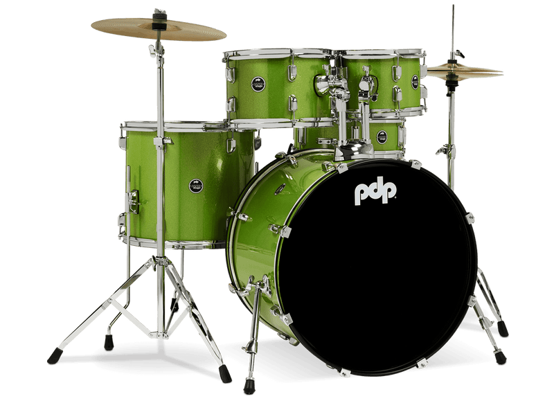 PDP PDCE2215KTEL Center Stage 5-Piece Complete Drum Set (Electric Green Sparkle)