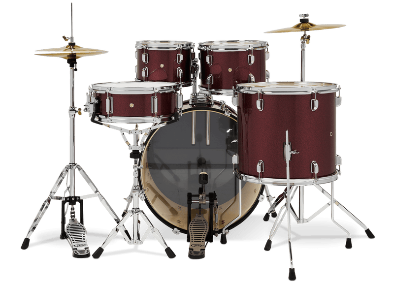 PDP PDCE2215KTRR Center Stage 5-Piece Complete Drum Set (Ruby Red Sparkle)